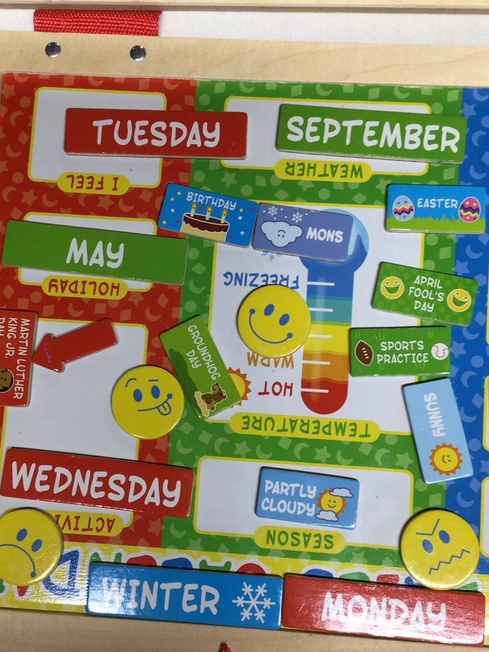 Melissa & Doug Magnetic Daily Calendar - Yellow with Red Accents